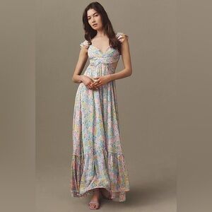 Astr Primrose Maxi Dress in Blue Purple Floral